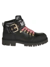 MOSCHINO BUCKLED LACE-UP BOOTS,11004378