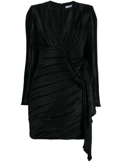 Givenchy Bow-embellished Plissé-satin Mini Dress In Black