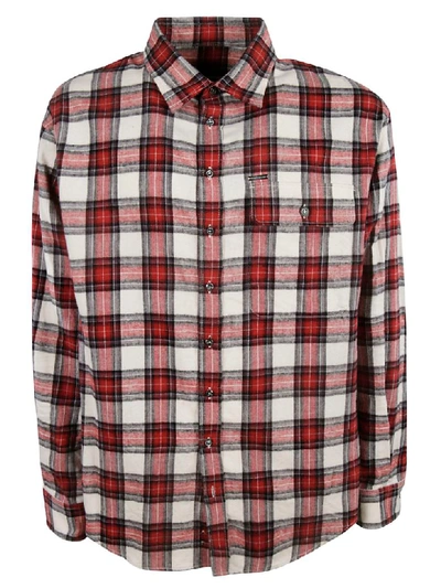 Dsquared2 Tartan Effect Shirt In White/red
