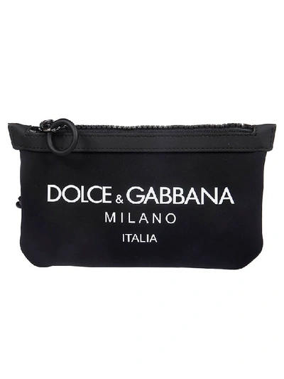 Dolce & Gabbana Logo Print Small Belt Bag In Black