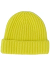 PRINGLE OF SCOTLAND PRINGLE OF SCOTLAND RIBBED BEANIE HAT - 黄色