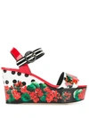 DOLCE & GABBANA FLORAL PRINT WEDGE SANDALS