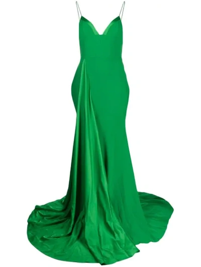 Alex Perry Spaghetti Straps Long Dress In Green