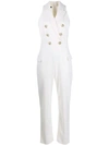 Balmain Button-embellished Wool-blend Jumpsuit In White