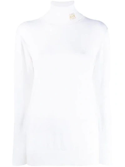 Loewe Anagram-embroidered Roll-neck Cashmere Jumper In White