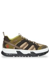 BURBERRY BURBERRY NYLON AND MESH UNION SNEAKERS - GREEN