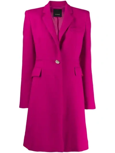 Pinko Crystal Embellished Buttoned Coat - 粉色 In Ya6 Fucsia