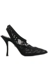 DOLCE & GABBANA FLORAL LACE SLINGBACK PUMPS