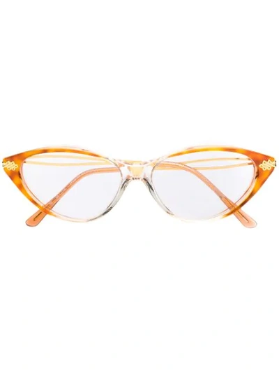 Pre-owned Emanuel Ungaro 1970's Cat Eye Prescription Glasses In Orange