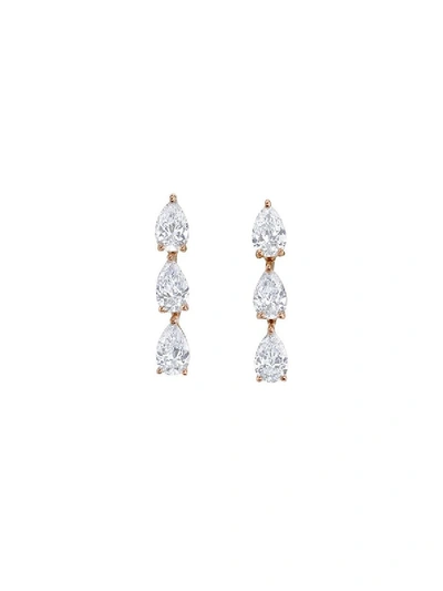Anita Ko Three Pear Diamond Drop Stud Earrings In Gold