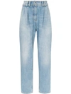 BALMAIN HIGH-RISE PLEAT TAPERED JEANS