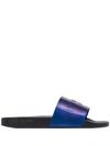 Givenchy Men's Logo-print Rubber Slide Sandals In Blue /black Oil