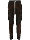 RICK OWENS RICK OWENS LEATHER PATCH SKINNY TROUSERS - 黑色