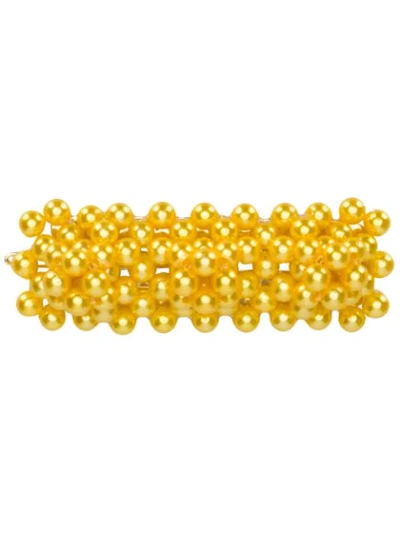 Shrimps Antonia Beaded Barrette Clip In Yellow