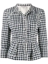 ALEXANDER MCQUEEN HOUNDSTOOTH PEPLUM DENIM JACKET