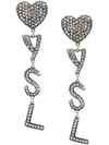 SAINT LAURENT CRYSTAL-EMBELLISHED LOGO CLIP-ON EARRINGS