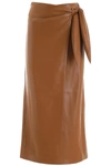 Nanushka Amas Vegan Leather Sarong Skirt In Brown