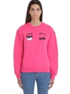 Chiara Ferragni Flirting Fluorescent Pink Cotton Sweatshirt In Rose-pink
