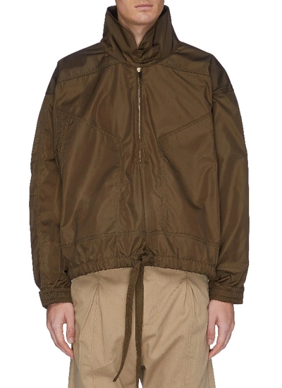 Fear Of God Panelled Half-zip Track Jacket In Olive Green