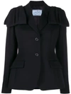 Prada Flap Detail Blazer Jacket In F00002 Nero