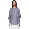 3.1 PHILLIP LIM 3.1 PHILLIP LIM BLUE AND WHITE GATHERED SLEEVES SHIRT