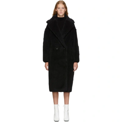 Max Mara Tedgirl Double-breasted Alpaca, Wool And Silk-blend Coat In Black