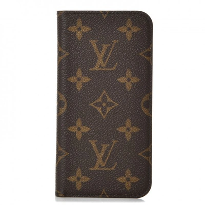 Pre-owned Louis Vuitton Folio Case Iphone X Monogram Brown