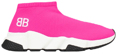 Pre-owned Balenciaga Speed Sock Trainer Pink (women's) In Rose Fluorescent/white-black