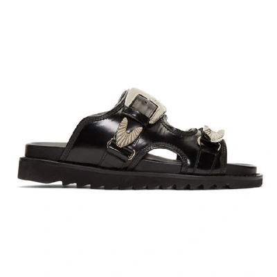 Toga Virilis Black Polido Sandals In Schwarz