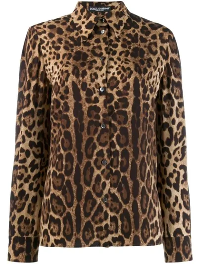 Dolce & Gabbana Georgette Shirt With Leopard Print In Animal Print