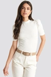 NA-KD SLIM OVAL BUCKLE BELT - BEIGE