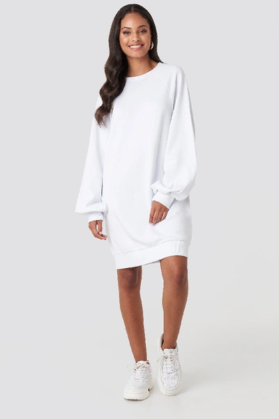 Na kd Balloon Sleeve Sweatshirt Mini Dress White ModeSens