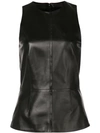 PROENZA SCHOULER SLEEVELESS LEATHER PEPLUM TOP