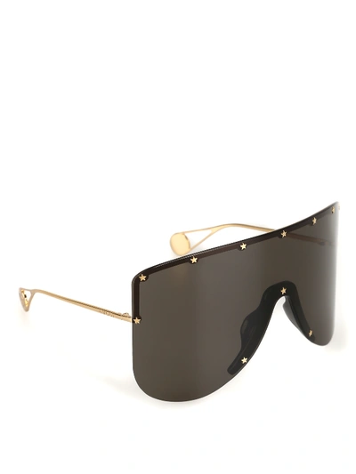 Gucci Mask Sunglasses With Mini Stars In Gold