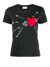 RED VALENTINO HEART IN LOVE PRINT BLACK T-SHIRT
