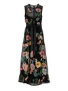 RED VALENTINO POPPIES EMBROIDERED MACRAME LONG DRESS
