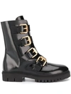 MOSCHINO BUCKLED ANKLE BOOTS