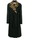 FAUSTO PUGLISI PRINTED COLLAR BELTED COAT