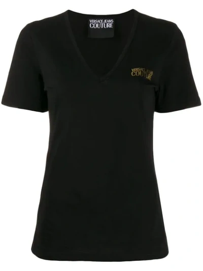 Versace Jeans Couture Logo V-neck T-shirt In Black