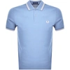 FRED PERRY TWIN TIPPED POLO T SHIRT BLUE,121567