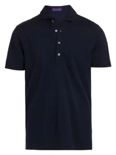 Polo Ralph Lauren Man Navy Blue And Red Slim-fit Pique Polo Shirt