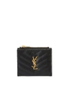 Saint Laurent Black Zipped Monogramme Wallet In Black