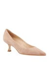 Manolo Blahnik Srila Suede Low-heel Pumps In Beige