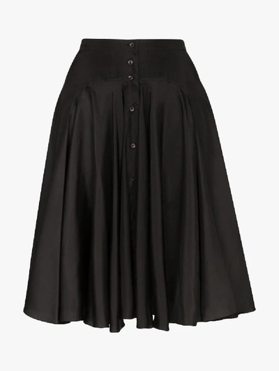 Alaïa Button-down Ruffled Silk Skirt In Black