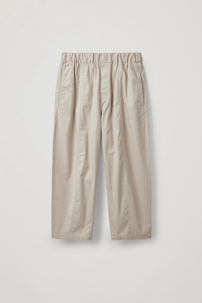 Cos Elasticated Barrel-leg Trousers In Brown