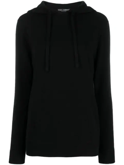Dolce & Gabbana Drawstring Hooded Jumper In Black