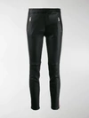 Alexander Mcqueen Lace-trim Skinny Leather Trousers In Black