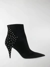Saint Laurent Kiki Zip Stud Booties In Black