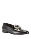 MANOLO BLAHNIK MEN'S PATENT LEATHER JEWELED-BUCKLE LOAFERS,PROD224420718