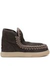 Mou Knitted Detail Boots In Grey